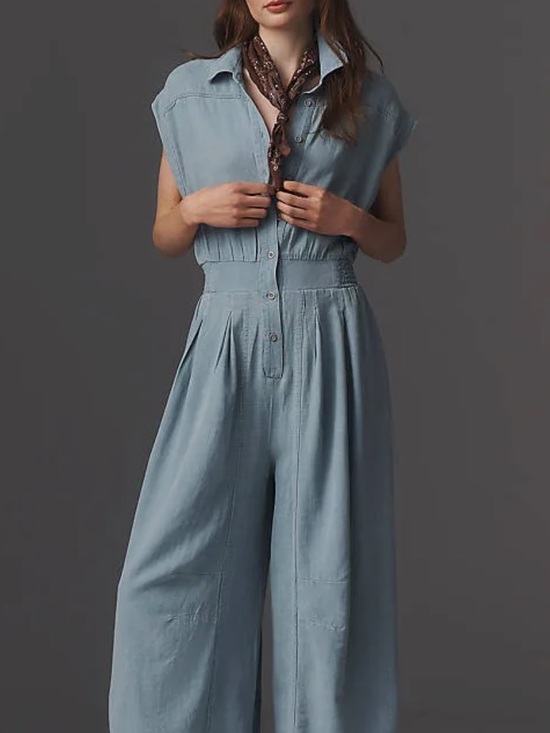 Anthropologie Pants - Anthropologie NWT Parachute Wide-Leg Jumpsuit M Denim Blue